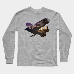 Baltimore Raven City Skyline in Silhouette Long Sleeve T-Shirt